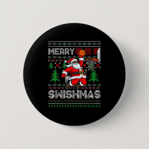 Fröhliches Swishmas Basketball hässliches Weihnach Button