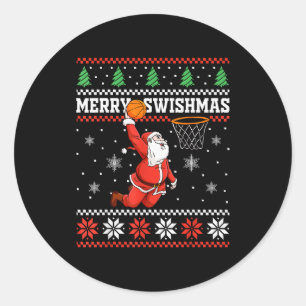 Fröhliches Swishmas Basketball Schneemann Weihnach Runder Aufkleber