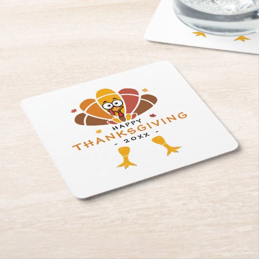 Fröhliches Thanksgiving Turkey Fall Friendsgiving Rechteckiger Pappuntersetzer (angewinkelt)