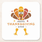Fröhliches Thanksgiving Turkey Fall Friendsgiving Rechteckiger Pappuntersetzer (Vorderseite)