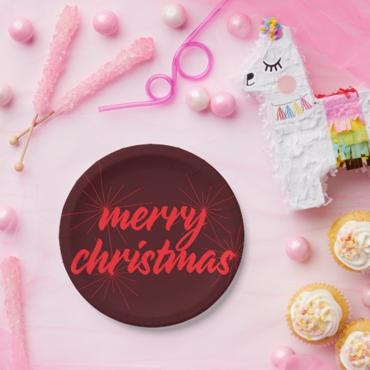 fröhliches, trendiges Design "Frohe Weihnachten" Pappteller (Party)
