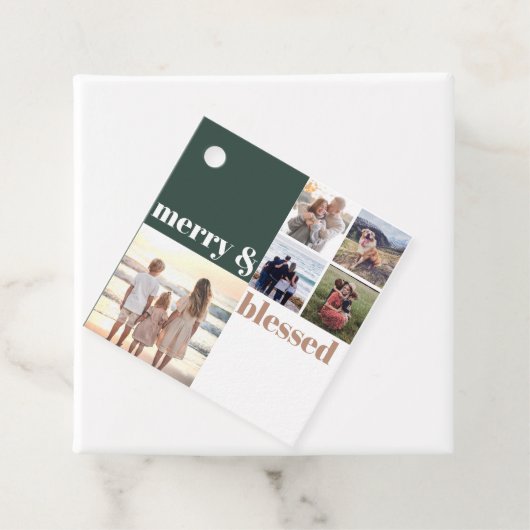 Fröhliches und gesegnetes Weihnachts-Foto Grün Geschenkanhänger (Beispiel)