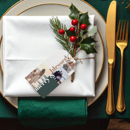 Fröhliches und gesegnetes Weihnachts-Foto Grün Geschenkanhänger