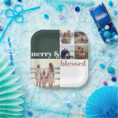 Fröhliches und gesegnetes Weihnachts-Foto Grün Pappteller (Party)