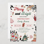 Fröhliches und helles Disco Ball Weihnachts-Party Einladung (Vorne/Hinten)