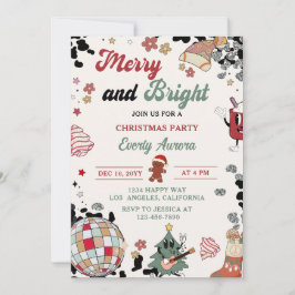 Fröhliches und helles Disco Ball Weihnachts-Party Einladung