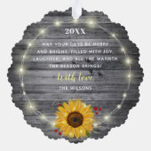 Fröhliches und helles Foto Rustikale Sonnenblumen Ornament Karte (Rückseite)