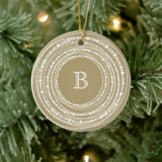 Fröhliches und helles Glitzern-Monogramm Weihnacht Keramik Ornament