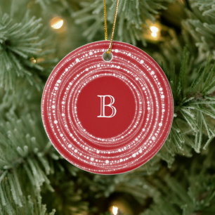 Fröhliches und helles Glitzern-Monogramm Weihnacht Keramikornament