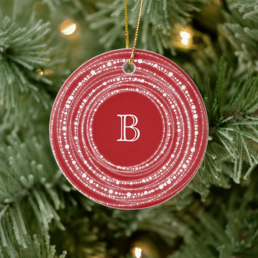 Fröhliches und helles Glitzern-Monogramm Weihnacht Keramikornament (Baum)