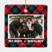 Fröhliches und helles Kariertes Weihnachtsfest Fot Keramikornament (Rückseite)