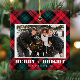 Fröhliches und helles Kariertes Weihnachtsfest Fot Keramikornament