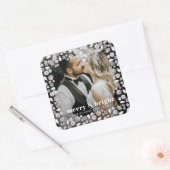 fröhliches und helles, modernes Weihnachtspaar Fot Quadratischer Aufkleber (Umschlag)