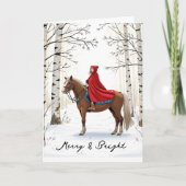 Fröhliches und helles Pferdemädchen Feiertagskarte (Vorderseite)