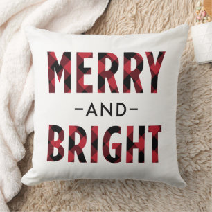 Fröhliches und Helles Rot-Schwarz-Büffel-Karo-Weih Kissen