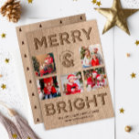 Fröhliches und helles rustikales Foto Weihnachten<br><div class="desc">Genießen Sie Ihren Urlaub mit unserer fröhlichen und hellen Weihnachtskarte aus dem rustikalen Foto. Jeder Buchstabe hat einen charmanten Holzstil (Imitate), der dem Design eine nostalgische Wärme verleiht. Teilen Sie Ihre Lieblingsfamilienmomente mit einer lässigen Collage aus mehreren Fotos und erfassen Sie damit das Wesentliche eines "Jahres in Rezension". Diese personalisierte...</div>