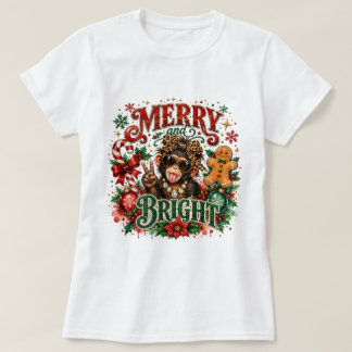 Fröhliches und Helles Sassy-Monkey-Weihnachtshemd, T-Shirt