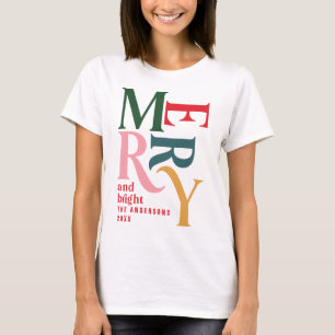 Fröhliches und helles vintagefarbenes Weihnachten T-Shirt