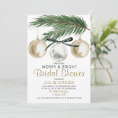 Fröhliches und helles Weihnachtsfest-Brautparty Einladung (Stehend Vorderseite)