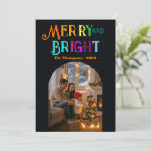 Fröhliches und helles Weihnachtsfest-Foto Feiertagskarte (Stehend Vorderseite)