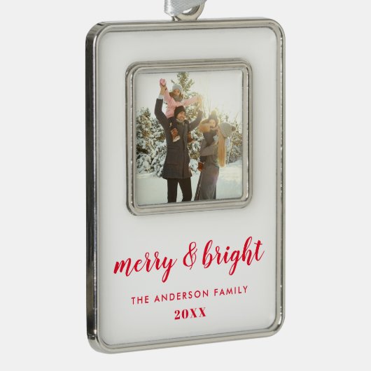 Fröhliches und helles Weihnachtsfest-Foto Rahmen-Ornament Silber (Rechts)