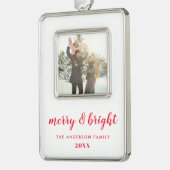 Fröhliches und helles Weihnachtsfest-Foto Rahmen-Ornament Silber (Links)