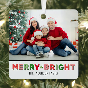 Fröhliches und helles Weihnachtsfoto Ornament Aus Metall