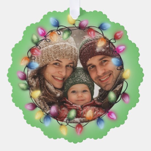 Fröhliches und helles Weihnachtslicht Foto Ornament Karte (Vorderseite)