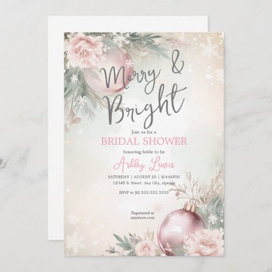 Fröhliches und helles Weihnachtsschmuck-Brautparty Einladung (Vorne/Hinten)