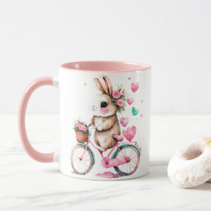 Fröhliches und romantisches Bunny Rabbit auf dem F Tasse