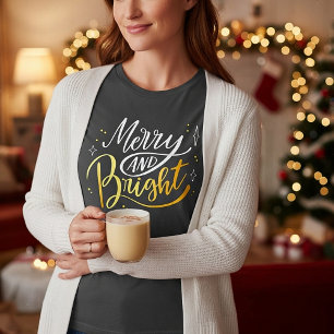 Fröhliches und strahlendes weißes und goldenes Wei T-Shirt