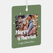 fröhliches und verheiratetes Retro-Kalligraphie-Fo Ornament Aus Metall (Vorderseite Rechts)