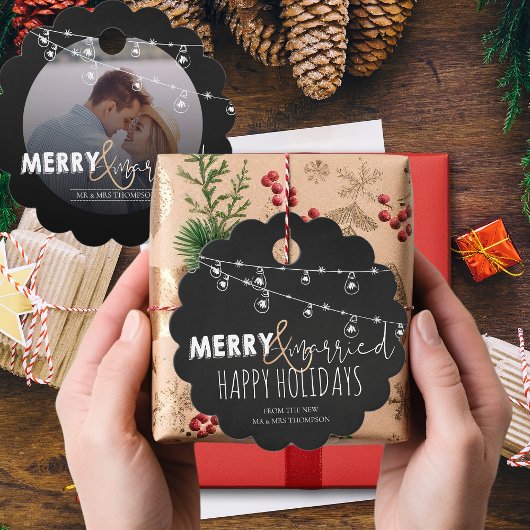 Fröhliches und Verheiratetes Schwarz-weiß Happy Ho Geschenkanhänger