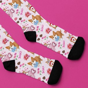 Fröhliches Valentins-Corgi-Tag-Muster Socken