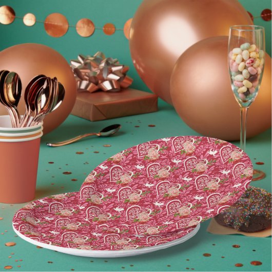 Fröhliches Valentinstag-Musterdesign Pappteller (Multi)