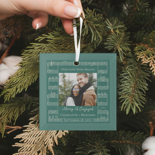 Fröhliches Verlobungslied Notenblatt-Musik-Paar-Fo Ornament Aus Glas