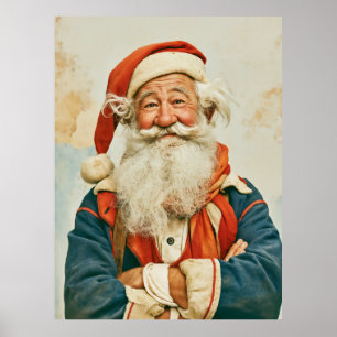 Fröhliches Vintage-Santa-Claus-Porträt Poster