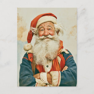 Fröhliches Vintage-Santa-Claus-Porträt Postkarte