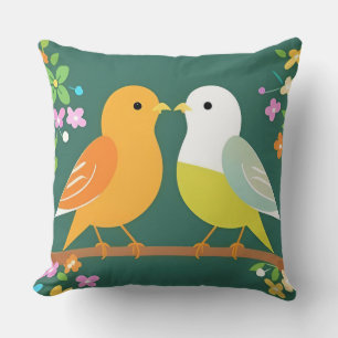 🌿 Fröhliches Vogel-Wurfkissen Cartoon-Natur-Stil Kissen