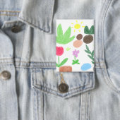Fröhliches Wachsmalgarten-Blumengeschenk Button (Insitu)