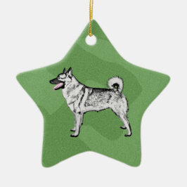 Fröhliches Weihnachten Elkhound Keramik Ornament