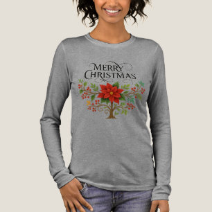 Fröhliches Weihnachten Florales Festtags-Shirt L Tri-Blend Shirt