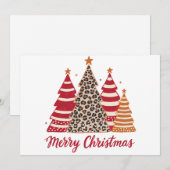 Fröhliches Weihnachten Gemusterte Bäume Leopard Ro Einladung (Vorne/Hinten)