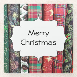 Fröhliches Weihnachten Land Quiltstoff Glasuntersetzer