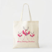 Fröhliches Weihnachten Lustige Flamingos Tragetasche (Vorne)