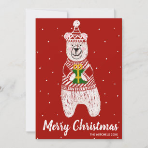 Fröhliches Weihnachten Lustiger Bär Geschenk Rote 