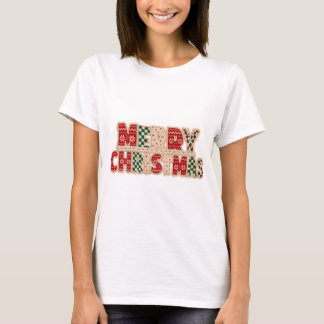 Fröhliches Weihnachten Patchwork-Lettering-Design T-Shirt