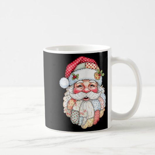 Fröhliches Weihnachten Patchwork Weihnachtsmann Ge Kaffeetasse (Rechts)