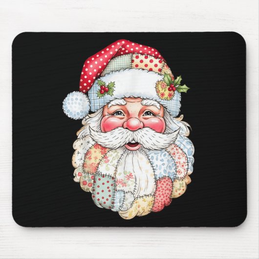 Fröhliches Weihnachten Patchwork Weihnachtsmann Ge Mousepad (Vorne)