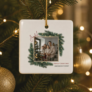 Fröhliches Weihnachten Personalisiertes Familienfo Keramikornament